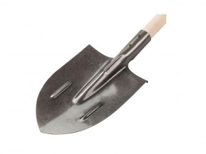 Лопата штыковая с ребрами жесткости рельсовая сталь, деревянный черенок Гарант - фото 1